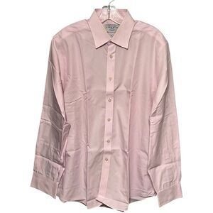 Charles Tyrwhitt Non-Iron Slim-Fit Shirt Pink Long Sleeve Button Up Men 16.5/35”